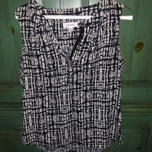 Calvin Klein black and white work blouse